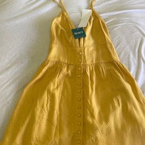 Roxy Golden Mini Dress with Pockets.